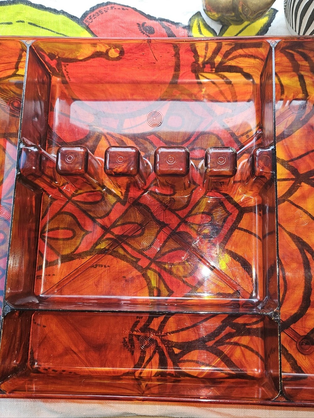 Vintage MCM Acrylic Vogue Products Co. Amber Plastic Silverware  Organizer Caddy